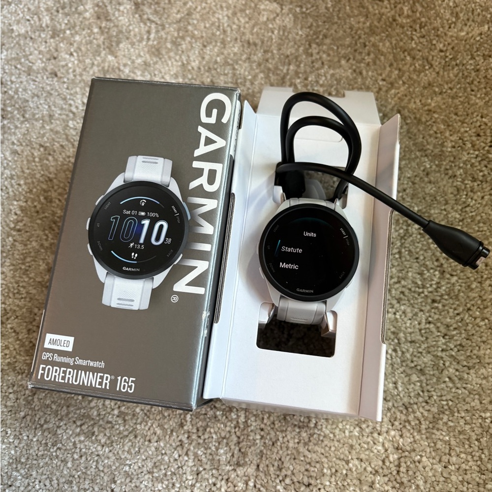 NEW Garmin Forerunner 165 GPS Running Smartwatch - Black and White